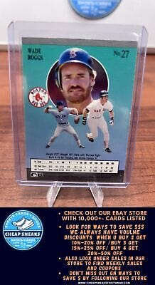 Cheap Sneaks Footwear/Sports Cards Baseball Card Wade Boggs 1991 Ultra #27 Boston Red Sox