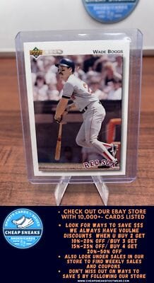 Cheap Sneaks Footwear/Sports Cards Baseball Card Wade Boggs 1992 Upper Deck  #443 Boston Red Sox