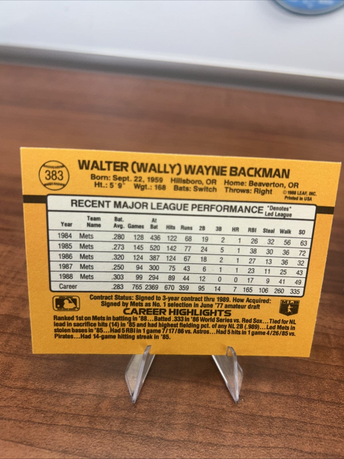 Cheap Sneaks Footwear/Sports Cards Baseball Card Wally Backman 1989 Donruss #383 Baseball Card + Bonus Card New York Me