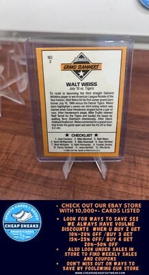 Cheap Sneaks Footwear/Sports Cards Baseball Card Walt Weiss 1989 Donruss Grand Slammers #3a Oakland Athletics
