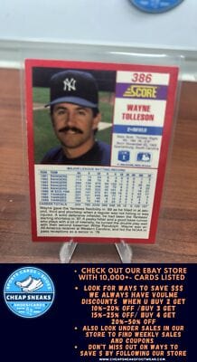 Cheap Sneaks Footwear/Sports Cards Baseball Card Wayne Tolleson 1990 Score #386 New York Yankees