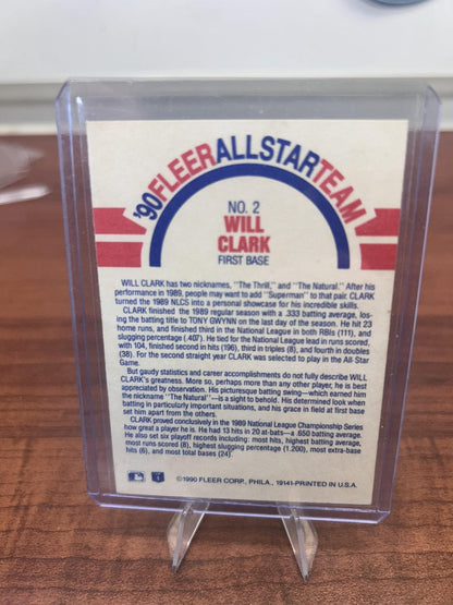 Cheap Sneaks Footwear/Sports Cards Baseball Card Will Clark 1990 Fleer '90 Fleer All-Star Team #2 San Francisco Giants