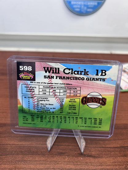 Cheap Sneaks Footwear/Sports Cards Baseball Card Will Clark 1992 Stadium Club #598 San Francisco Giants