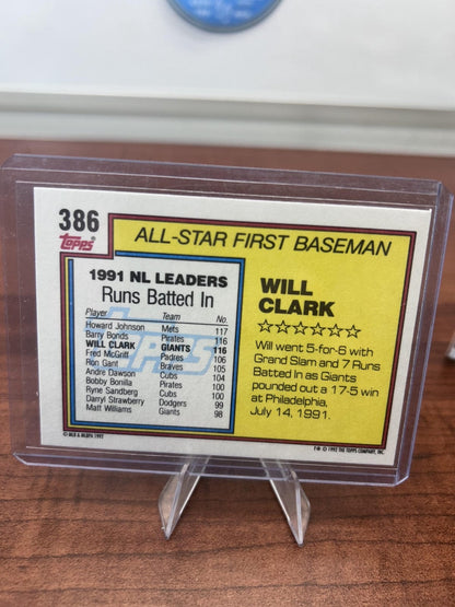 Cheap Sneaks Footwear/Sports Cards Baseball Card Will Clark 1992 Topps #386 San Francisco Giants