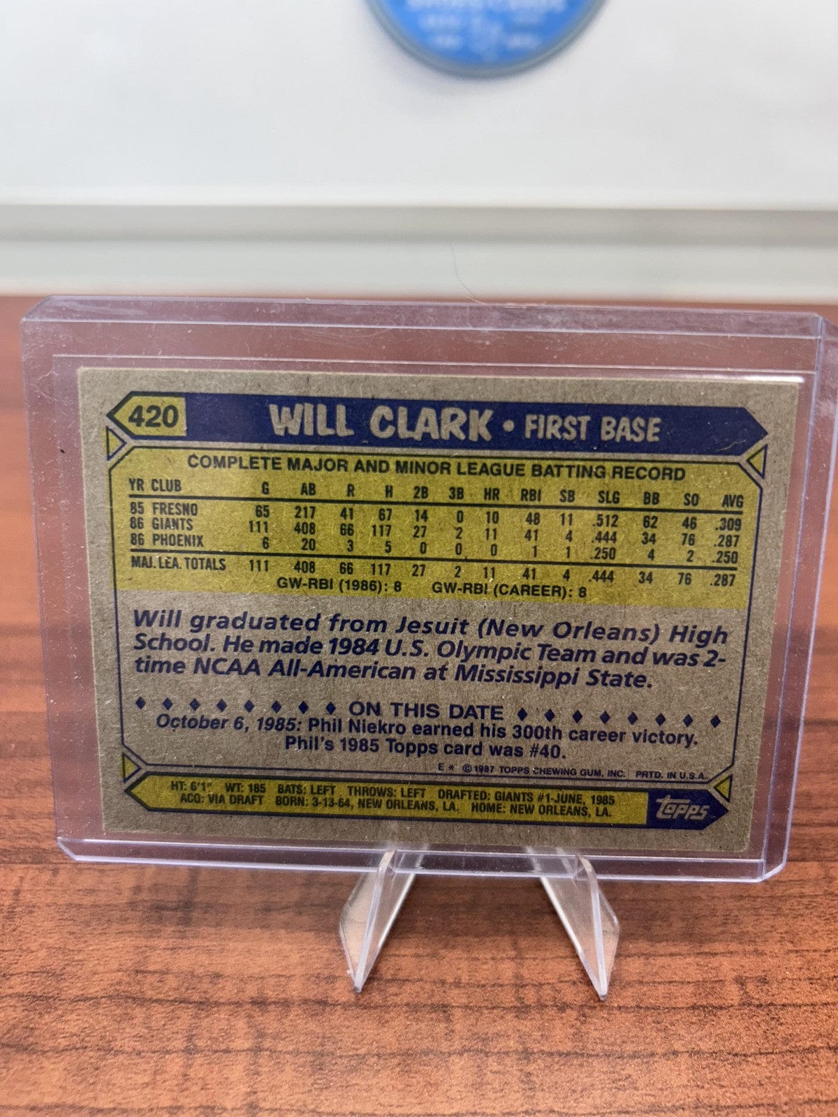 Cheap Sneaks Footwear/Sports Cards Baseball Card Will Clark RC 1987 Topps #420 San Francisco Giants