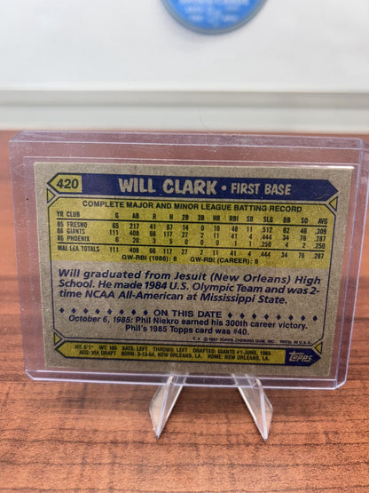 Cheap Sneaks Footwear/Sports Cards Baseball Card Will Clark RC 1987 Topps #420 San Francisco Giants