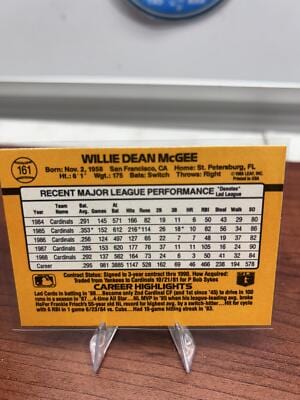 Cheap Sneaks Footwear/Sports Cards Baseball Card Willie McGee 1989 Donruss #161d St. Louis Cardinals