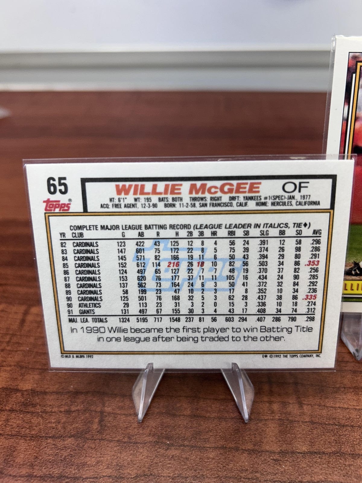 Cheap Sneaks Footwear/Sports Cards Baseball Card Willie McGee 1992 Topps #65 San Francisco Giants