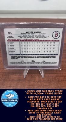 Cheap Sneaks Footwear/Sports Cards Baseball Card Wilyer Abreu RC 2024 Topps Chrome #165 Boston Red Sox