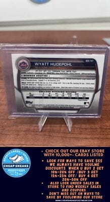 Cheap Sneaks Footwear/Sports Cards Baseball Card Wyatt Hudepohl SN 2023 Bowman Draft Chrome Fuchsia Lunar Refractor #BD