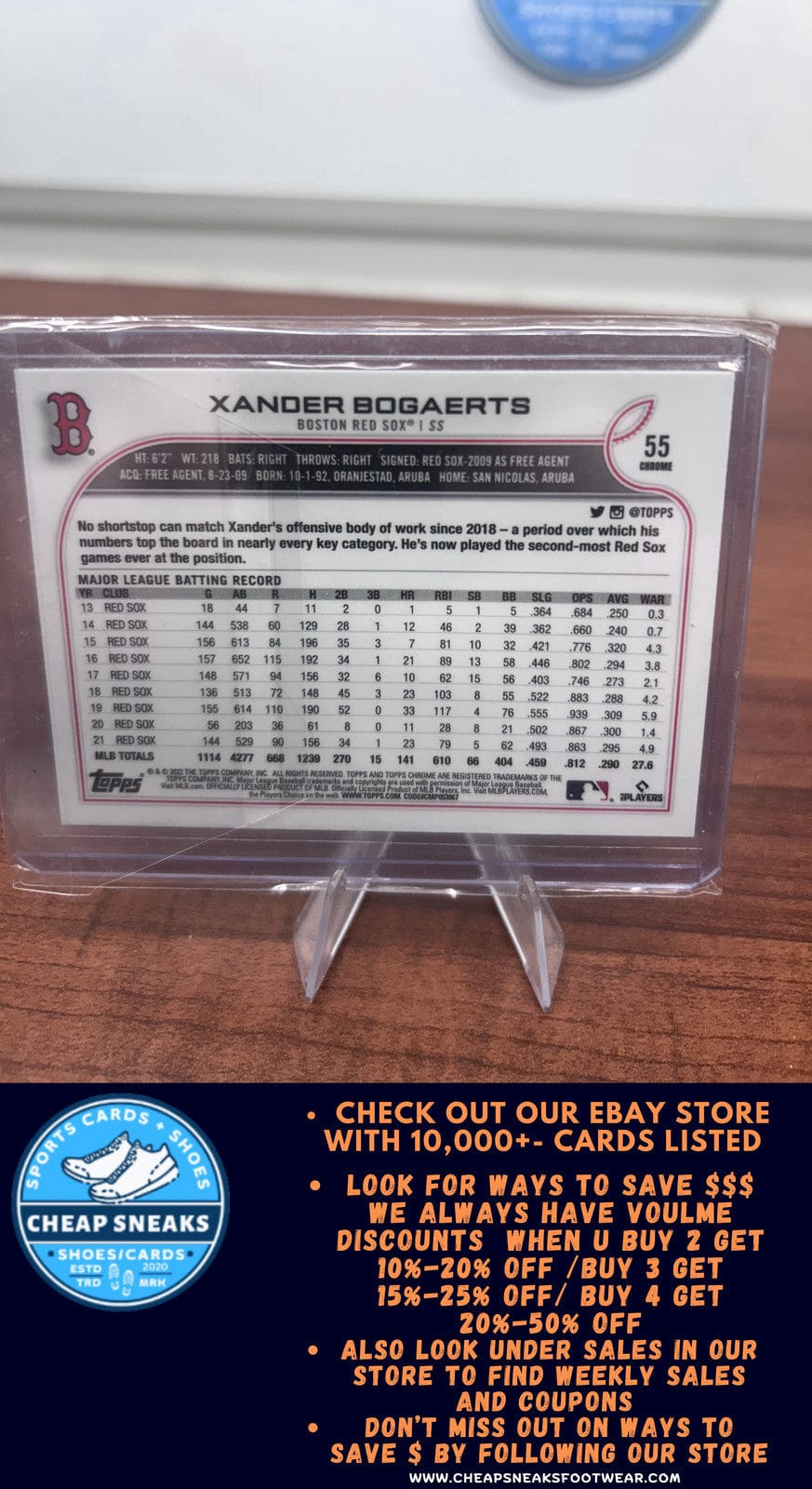 Cheap Sneaks Footwear/Sports Cards Baseball Card Xander Bogaerts 2022 Topps Chrome #55 Boston Red Sox
