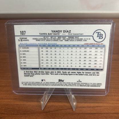 Cheap Sneaks Footwear/Sports Cards Baseball Card Yandy Diaz 2024 Topps Chrome Aqua Logofractor Refractor#107 Tampa Bay
