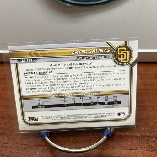 Cheap Sneaks Footwear/Sports Cards Baseball Card Zayed Salinas 2022 Bowman 1st Paper Prospects #BP-122 San Diego Padres