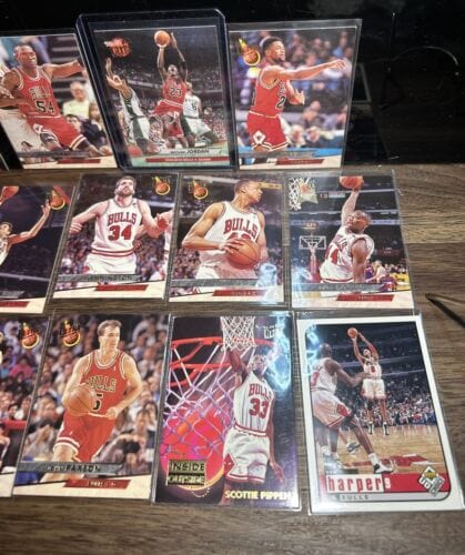 Cheap Sneaks Footwear/Sports Cards Basketball Card Chicago Bulls Lot (14) NBA Michael Jordan , Scottie Pippen, Kerr,Kukoc