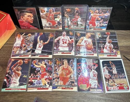 Cheap Sneaks Footwear/Sports Cards Basketball Card Chicago Bulls Lot (14) NBA Michael Jordan , Scottie Pippen, Kerr,Kukoc