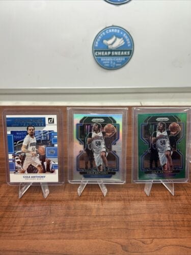 Cheap Sneaks Footwear/Sports Cards Basketball Card Cole Anthony Lot 2021-22 Panini Prizm Green/Silver Prizm Holo Exclusiv