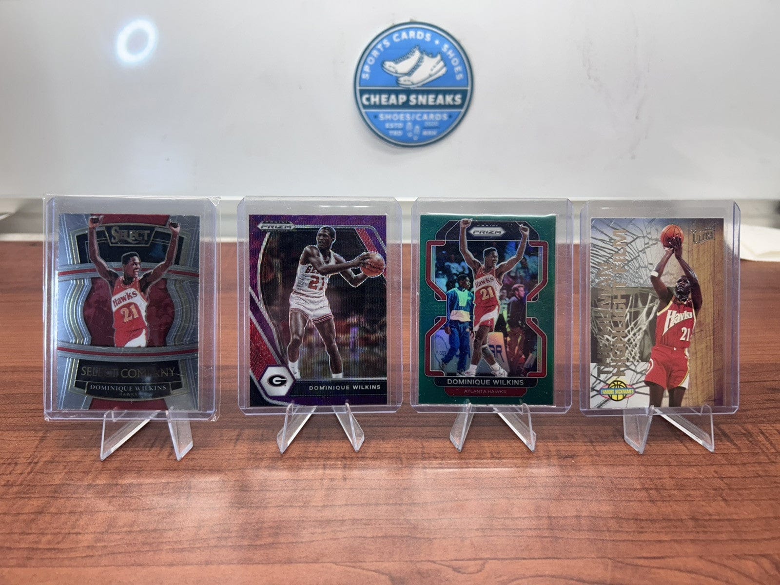 Cheap Sneaks Footwear/Sports Cards Basketball Card Dominique Wilkins Lot  Hawks 2022 Panini SC, 21 Prizm DP Purple ,21 Gr