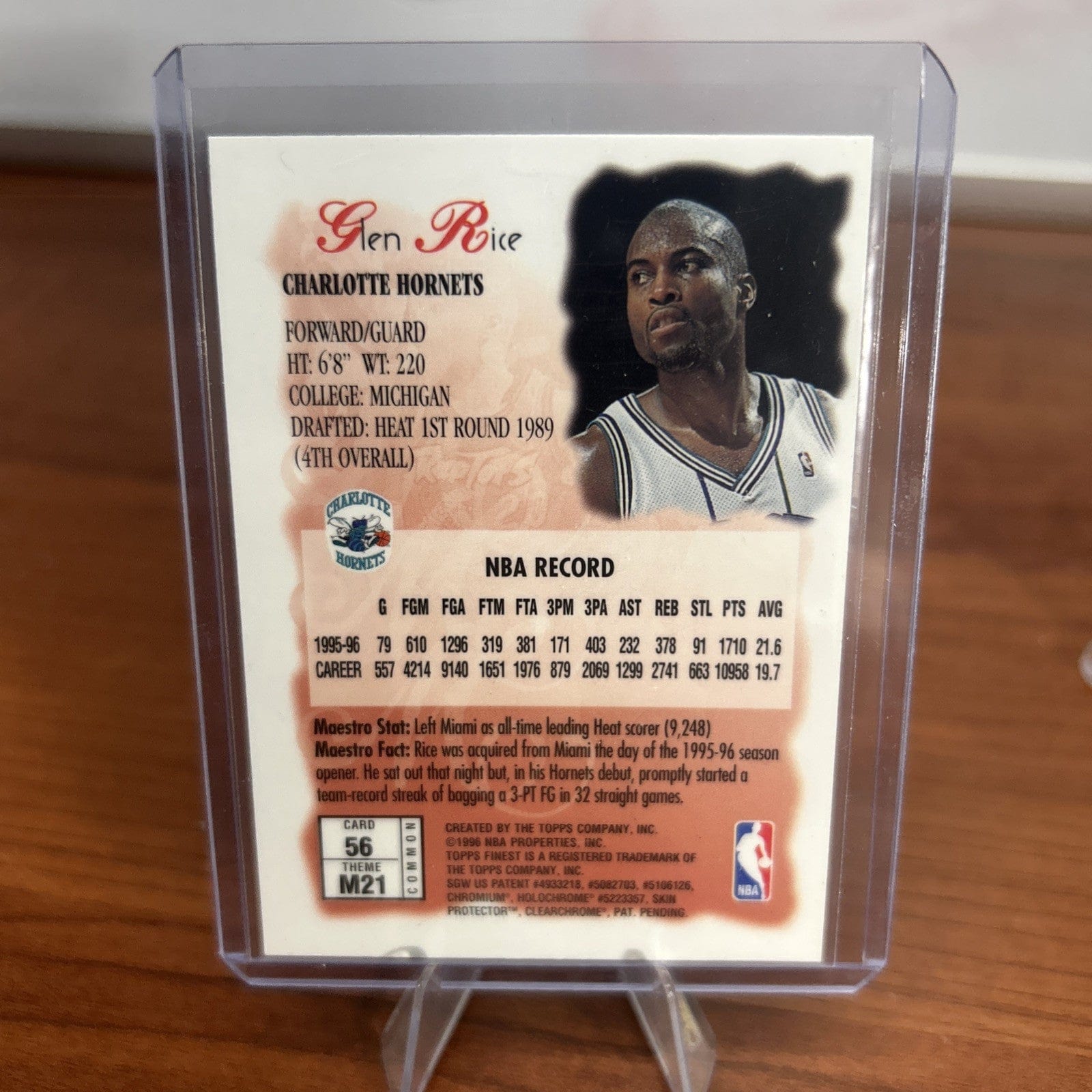 Cheap Sneaks Footwear/Sports Cards Basketball Card Glen Rice 1996 Topps Finest  Maestros #56 Charlotte Hornets