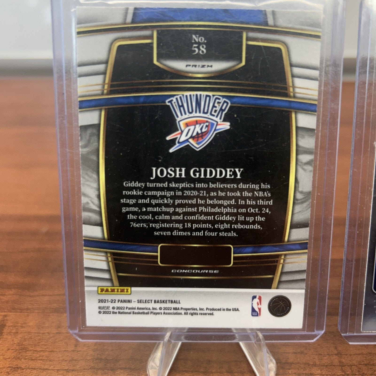 Cheap Sneaks Footwear/Sports Cards Basketball Card Josh Giddey (RC)2021-22 Panini Select Concourse Shimmer Prizm #58 +Bon