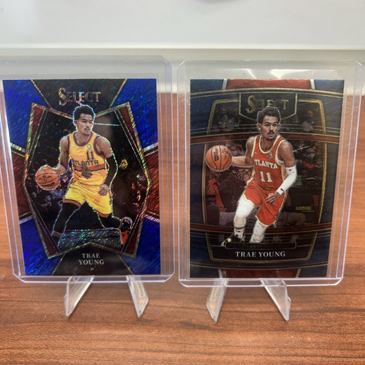 Cheap Sneaks Footwear/Sports Cards Basketball Card Trae Young 2021-22 Panini Select Premier  Blue Shimmer Prizm #131+Bonu