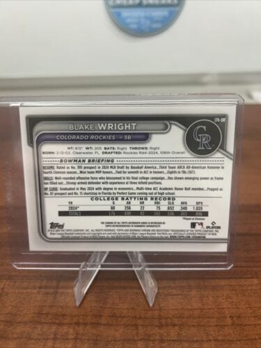 Cheap Sneaks Footwear/Sports Cards Blake Wright 2024 Bowman Draft #CPA-BW Chrome Prospect Auto 1st