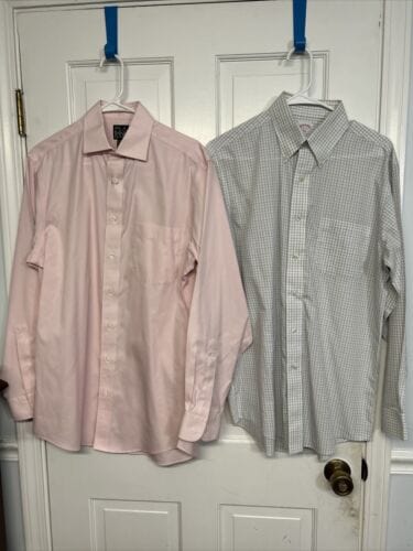 Cheap Sneaks Footwear/Sports Cards Button Down Long Sleeve Shirt Lot(2) Jos. A Bank + Brooks Brothers 15.