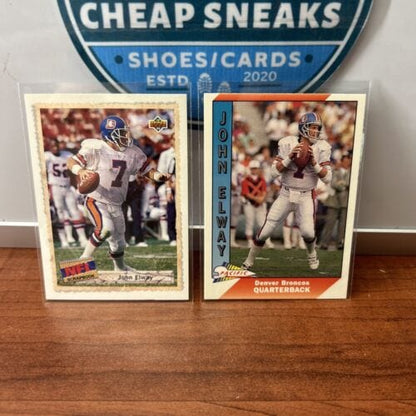 Cheap Sneaks Footwear/Sports Cards Football Card John Elway HOF Lot(2) 1992 Upper Deck Scrapbook #514,91 Pacific #115 B