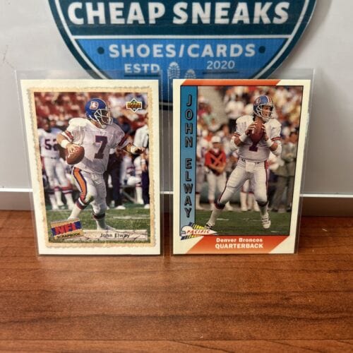 Cheap Sneaks Footwear/Sports Cards Football Card John Elway HOF Lot(2) 1992 Upper Deck Scrapbook #514,91 Pacific #115 B
