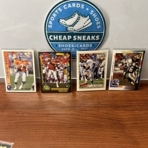 Cheap Sneaks Footwear/Sports Cards Football Card John Elway HOF Lot (4) 1992 Upper Deck,92 Pacific,91+92 Wild Card Denv