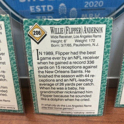 Cheap Sneaks Footwear/Sports Cards Football Card Lot(3) 1990 Sports Illustrated for Kids LA Rams WILLIE (FLIPPER) ANDER