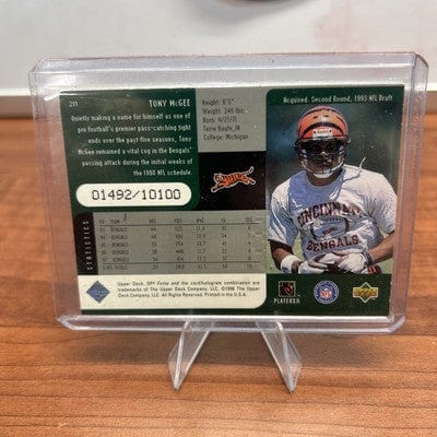 Cheap Sneaks Footwear/Sports Cards Football Card Tony McGee 1998 Upper Deck SPx Finite Green Refractor Card #211 Bengal