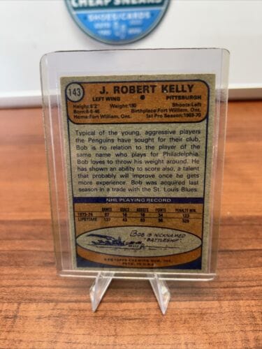 Cheap Sneaks Footwear/Sports Cards Hockey Card 1974-75 Topps Hockey Card # 143 J. Bob Kelly RC - Pittsburgh Penguins