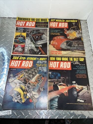 Cheap Sneaks Footwear/Sports Cards Hot Rod Magazine 4 Issue Lot May1965-Aug1965