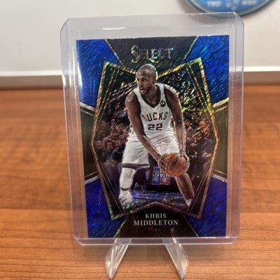 Cheap Sneaks Footwear/Sports Cards Khris Middleton 2021-22 Panini Select Premier Level Blue Shimmer Prizm
