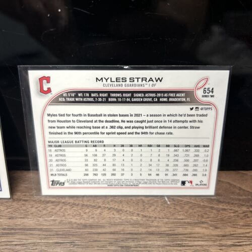 Cheap Sneaks Footwear/Sports Cards Myles Straw Cleveland Gurdians Lot(2) 2022+2023 Topps Series Two #654,