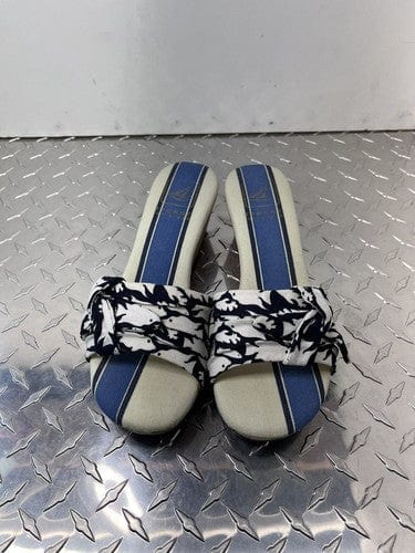 Cheap Sneaks Footwear/Sports Cards New Sperry Topsider Sandal Canvas Fish Blue Slip On Slides Cork Platfo