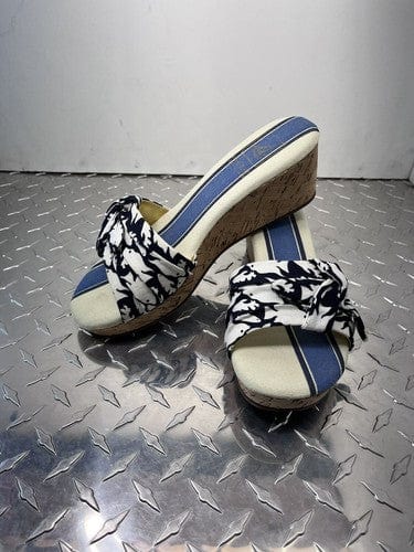 Cheap Sneaks Footwear/Sports Cards New Sperry Topsider Sandal Canvas Fish Blue Slip On Slides Cork Platfo