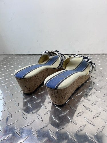 Cheap Sneaks Footwear/Sports Cards New Sperry Topsider Sandal Canvas Fish Blue Slip On Slides Cork Platfo