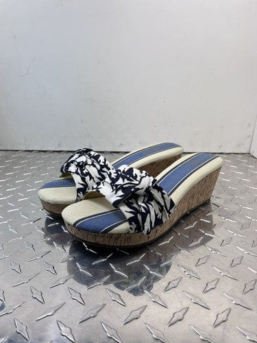 Cheap Sneaks Footwear/Sports Cards New Sperry Topsider Sandal Canvas Fish Blue Slip On Slides Cork Platfo
