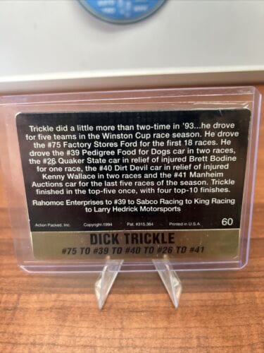 Cheap Sneaks Footwear/Sports Cards Racing Card * 1994  Action Packed Dick Trickle car  card #60