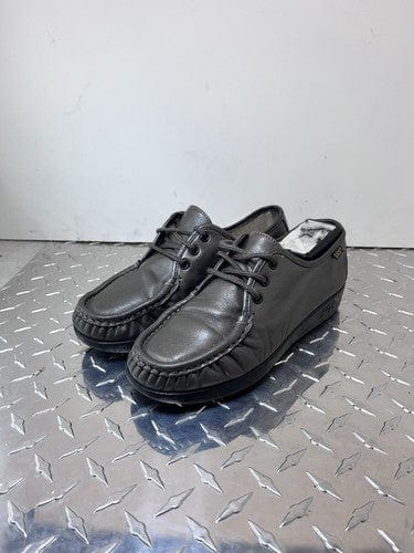 Cheap Sneaks Footwear/Sports Cards SAS Siesta Gray Pewter Leather Size 7.5 S Lace Up Loafers Genuine USA
