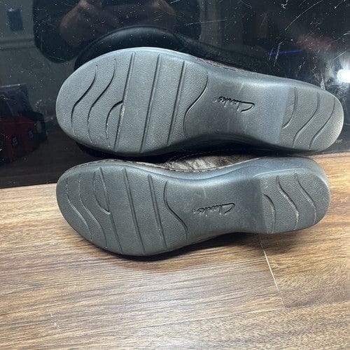 Cheap Sneaks Footwear/Sports Cards Shoes Women Clarks Shoes Womens 7M Mottled Clogs Brown Leather Sip On Casual Round