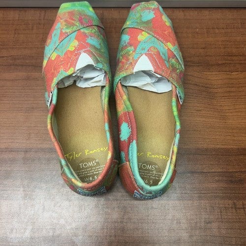 Cheap Sneaks Footwear/Sports Cards Shoes Women Toms Tyler Ramsey Flats Slip On Shoes Wmn (6.5)Limted Grn Orng Canvas