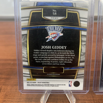 Josh Giddey (RC)2021-22 Panini Select Concourse Shimmer Prizm #58 +Bon