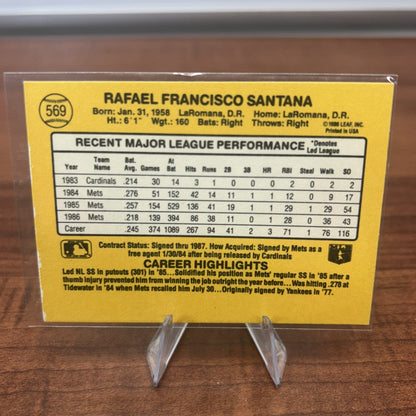 Rafael Santana 1987 Donruss Baseball Card #569 New York Mets