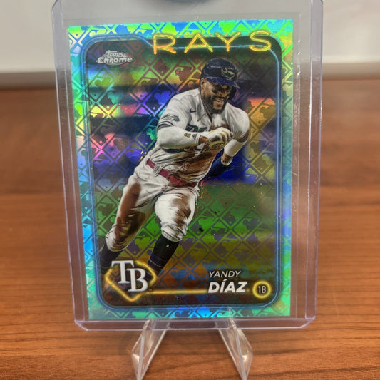 Yandy Diaz 2024 Topps Chrome Aqua Logofractor Refractor#107 Tampa Bay